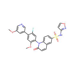 COc1cncc(-c2cc(OC)c(-n3c(=O)ccc4cc(S(=O)(=O)Nc5ccon5)ccc43)cc2F)c1 ZINC001772643985