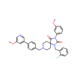 COc1cncc(-c2ccc(CN3CCC4(CC3)C(=O)N(c3cccc(OC)c3)C(=O)N4Cc3ccccc3F)cc2)c1 ZINC000028704502