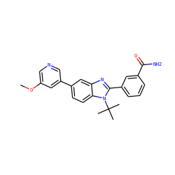 COc1cncc(-c2ccc3c(c2)nc(-c2cccc(C(N)=O)c2)n3C(C)(C)C)c1 ZINC000143820898