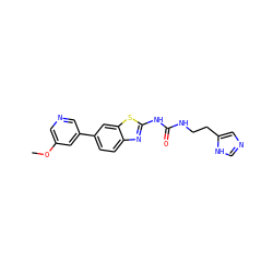 COc1cncc(-c2ccc3nc(NC(=O)NCCc4cnc[nH]4)sc3c2)c1 ZINC000219243833