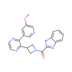 COc1cncc(-c2nccnc2C2CN(C(=O)c3nc4ccccc4[nH]3)C2)c1 ZINC000140223163