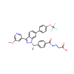 COc1cncc(-c2nn([C@@H](C)c3ccc(C(=O)NCCC(=O)O)cc3)c3cc(-c4ccc(OC(F)(F)F)cc4)ccc23)c1 ZINC000473088986