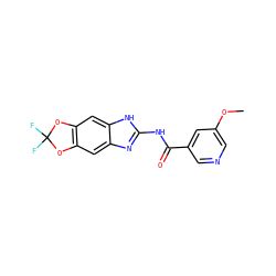 COc1cncc(C(=O)Nc2nc3cc4c(cc3[nH]2)OC(F)(F)O4)c1 ZINC000299822240
