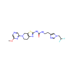 COc1cncc(N2CCc3nc(NC(=O)NCCc4cn(CC(F)F)cn4)sc3C2)n1 ZINC000473134801