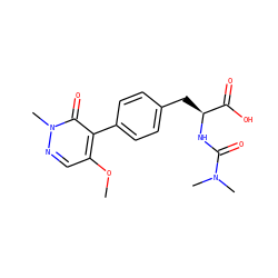 COc1cnn(C)c(=O)c1-c1ccc(C[C@H](NC(=O)N(C)C)C(=O)O)cc1 ZINC000013704633