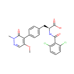 COc1cnn(C)c(=O)c1-c1ccc(C[C@H](NC(=O)c2c(Cl)cccc2Cl)C(=O)O)cc1 ZINC000013704577