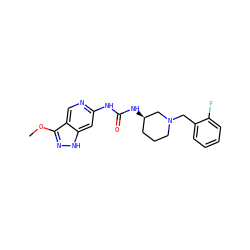 COc1n[nH]c2cc(NC(=O)N[C@@H]3CCCN(Cc4ccccc4F)C3)ncc12 ZINC000209345464
