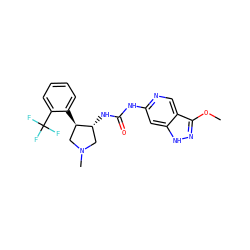 COc1n[nH]c2cc(NC(=O)N[C@@H]3CN(C)C[C@H]3c3ccccc3C(F)(F)F)ncc12 ZINC001772618325