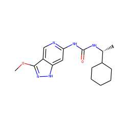 COc1n[nH]c2cc(NC(=O)N[C@H](C)C3CCCCC3)ncc12 ZINC001772602871