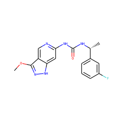COc1n[nH]c2cc(NC(=O)N[C@H](C)c3cccc(F)c3)ncc12 ZINC001772575712