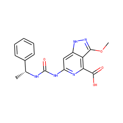 COc1n[nH]c2cc(NC(=O)N[C@H](C)c3ccccc3)nc(C(=O)O)c12 ZINC001772645133