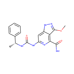COc1n[nH]c2cc(NC(=O)N[C@H](C)c3ccccc3)nc(C(N)=O)c12 ZINC001772603914