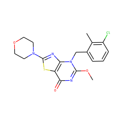 COc1nc(=O)c2sc(N3CCOCC3)nc2n1Cc1cccc(Cl)c1C ZINC000084741850