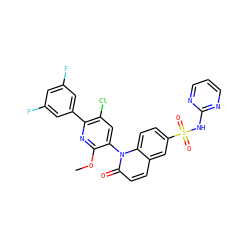 COc1nc(-c2cc(F)cc(F)c2)c(Cl)cc1-n1c(=O)ccc2cc(S(=O)(=O)Nc3ncccn3)ccc21 ZINC001772640210