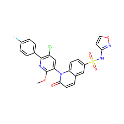 COc1nc(-c2ccc(F)cc2)c(Cl)cc1-n1c(=O)ccc2cc(S(=O)(=O)Nc3ccon3)ccc21 ZINC001772628162