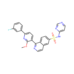 COc1nc(-c2cccc(F)c2)ccc1-c1nccc2cc(S(=O)(=O)Nc3ccncn3)ccc12 ZINC000225058094