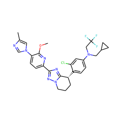 COc1nc(-c2nc3n(n2)CCC[C@H]3c2ccc(N(CC3CC3)CC(F)(F)F)cc2Cl)ccc1-n1cnc(C)c1 ZINC000149090882