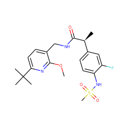COc1nc(C(C)(C)C)ccc1CNC(=O)[C@@H](C)c1ccc(NS(C)(=O)=O)c(F)c1 ZINC000146342622