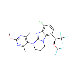 COc1nc(C)c(N2CCCn3c2nc2c(Cl)ccc([C@H](OC(F)F)C(F)(F)F)c23)c(C)n1 ZINC000140062618