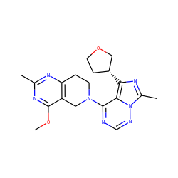 COc1nc(C)nc2c1CN(c1ncnn3c(C)nc([C@@H]4CCOC4)c13)CC2 ZINC000169711668