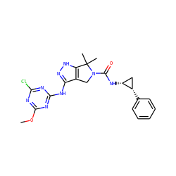 COc1nc(Cl)nc(Nc2n[nH]c3c2CN(C(=O)N[C@@H]2C[C@@H]2c2ccccc2)C3(C)C)n1 ZINC000115988674