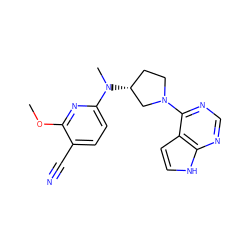 COc1nc(N(C)[C@@H]2CCN(c3ncnc4[nH]ccc34)C2)ccc1C#N ZINC000114359145