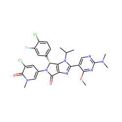 COc1nc(N(C)C)ncc1-c1nc2c(n1C(C)C)[C@@H](c1ccc(Cl)c(F)c1)N(c1cc(Cl)c(=O)n(C)c1)C2=O ZINC000169705819