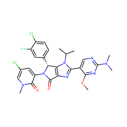 COc1nc(N(C)C)ncc1-c1nc2c(n1C(C)C)[C@@H](c1ccc(Cl)c(F)c1)N(c1cc(Cl)cn(C)c1=O)C2=O ZINC000169705815