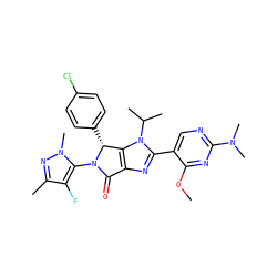 COc1nc(N(C)C)ncc1-c1nc2c(n1C(C)C)[C@@H](c1ccc(Cl)cc1)N(c1c(F)c(C)nn1C)C2=O ZINC000169705847