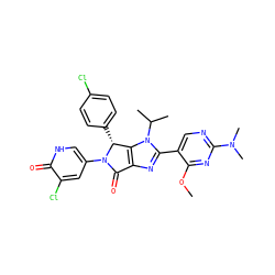 COc1nc(N(C)C)ncc1-c1nc2c(n1C(C)C)[C@@H](c1ccc(Cl)cc1)N(c1c[nH]c(=O)c(Cl)c1)C2=O ZINC000169705599