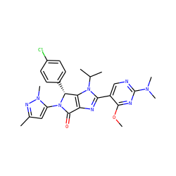COc1nc(N(C)C)ncc1-c1nc2c(n1C(C)C)[C@@H](c1ccc(Cl)cc1)N(c1cc(C)nn1C)C2=O ZINC000169705537