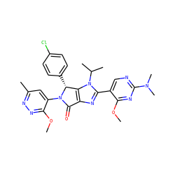 COc1nc(N(C)C)ncc1-c1nc2c(n1C(C)C)[C@@H](c1ccc(Cl)cc1)N(c1cc(C)nnc1OC)C2=O ZINC000169705839
