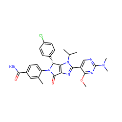 COc1nc(N(C)C)ncc1-c1nc2c(n1C(C)C)[C@@H](c1ccc(Cl)cc1)N(c1ccc(C(N)=O)cc1C)C2=O ZINC000169705544