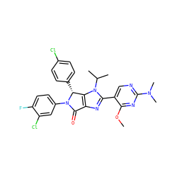 COc1nc(N(C)C)ncc1-c1nc2c(n1C(C)C)[C@@H](c1ccc(Cl)cc1)N(c1ccc(F)c(Cl)c1)C2=O ZINC000169705687