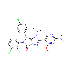 COc1nc(N(C)C)ncc1-c1nc2c(n1C(C)C)[C@@H](c1ccc(Cl)cc1)N(c1cccc(Cl)c1F)C2=O ZINC000169705685
