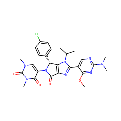 COc1nc(N(C)C)ncc1-c1nc2c(n1C(C)C)[C@@H](c1ccc(Cl)cc1)N(c1cn(C)c(=O)n(C)c1=O)C2=O ZINC000169705675