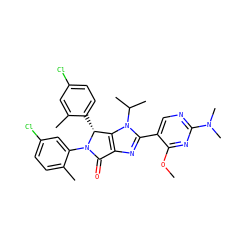 COc1nc(N(C)C)ncc1-c1nc2c(n1C(C)C)[C@@H](c1ccc(Cl)cc1C)N(c1cc(Cl)ccc1C)C2=O ZINC000169705427