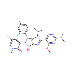 COc1nc(N(C)C)ncc1-c1nc2c(n1C(C)C)[C@@H](c1ccc(Cl)cc1F)N(c1cc(Cl)cn(C)c1=O)C2=O ZINC000169705845