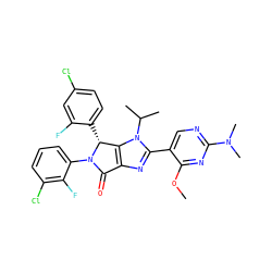 COc1nc(N(C)C)ncc1-c1nc2c(n1C(C)C)[C@@H](c1ccc(Cl)cc1F)N(c1cccc(Cl)c1F)C2=O ZINC000169705841