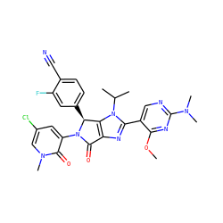 COc1nc(N(C)C)ncc1-c1nc2c(n1C(C)C)[C@H](c1ccc(C#N)c(F)c1)N(c1cc(Cl)cn(C)c1=O)C2=O ZINC000169705810
