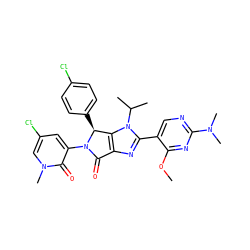 COc1nc(N(C)C)ncc1-c1nc2c(n1C(C)C)[C@H](c1ccc(Cl)cc1)N(c1cc(Cl)cn(C)c1=O)C2=O ZINC000169705708