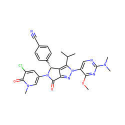COc1nc(N(C)C)ncc1-n1nc2c(c1C(C)C)[C@@H](c1ccc(C#N)cc1)N(c1cc(Cl)c(=O)n(C)c1)C2=O ZINC000224100655
