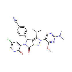 COc1nc(N(C)C)ncc1-n1nc2c(c1C(C)C)[C@@H](c1ccc(C#N)cc1)N(c1cc(Cl)c[nH]c1=O)C2=O ZINC000206095026