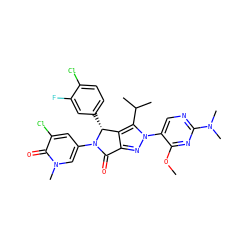 COc1nc(N(C)C)ncc1-n1nc2c(c1C(C)C)[C@@H](c1ccc(Cl)c(F)c1)N(c1cc(Cl)c(=O)n(C)c1)C2=O ZINC000224061023