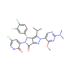 COc1nc(N(C)C)ncc1-n1nc2c(c1C(C)C)[C@@H](c1ccc(Cl)c(F)c1)N(c1cc(Cl)c[nH]c1=O)C2=O ZINC000224897361