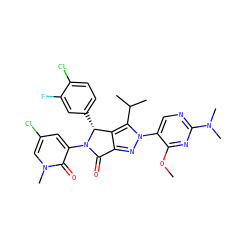 COc1nc(N(C)C)ncc1-n1nc2c(c1C(C)C)[C@@H](c1ccc(Cl)c(F)c1)N(c1cc(Cl)cn(C)c1=O)C2=O ZINC000224082419