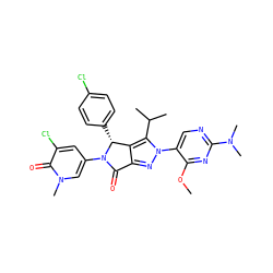 COc1nc(N(C)C)ncc1-n1nc2c(c1C(C)C)[C@@H](c1ccc(Cl)cc1)N(c1cc(Cl)c(=O)n(C)c1)C2=O ZINC000224096833