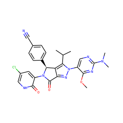 COc1nc(N(C)C)ncc1-n1nc2c(c1C(C)C)[C@H](c1ccc(C#N)cc1)N(c1cc(Cl)c[nH]c1=O)C2=O ZINC000206095052
