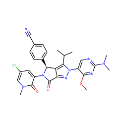 COc1nc(N(C)C)ncc1-n1nc2c(c1C(C)C)[C@H](c1ccc(C#N)cc1)N(c1cc(Cl)cn(C)c1=O)C2=O ZINC000224065571