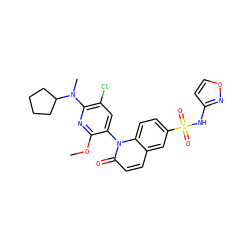 COc1nc(N(C)C2CCCC2)c(Cl)cc1-n1c(=O)ccc2cc(S(=O)(=O)Nc3ccon3)ccc21 ZINC001772597759